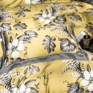 Factory Hot <strong>Sale</strong> Yellow Lyocell Fiber Printing <strong>Duvet</strong> Covers <strong>Super</strong> <strong>king</strong> Size Bedsheets Bedding Sets - Product Image 4