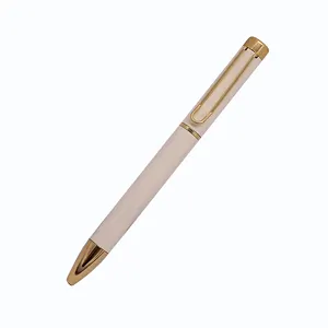 Fancy Luxe Pen Cadeau Executive Pen Ontwerp Melkachtig Wit Kleur Goud Chroom Metalen Schrijfpen Voor Briefpapier