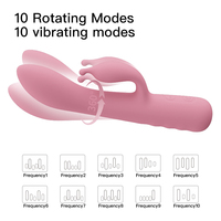 Vibrateur rotatif à 360 degrés en silicone rechargeable, étanche IPX6, double extrémité, jouet sexuel féminin, point G, clitoris, 10 vitesses