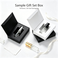 Boîte en carton rigide magnétique écologique personnalisée pour échantillon de parfum portable, flacon pulvérisateur, emballage cadeau pour exposition