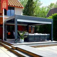 Pavillon de jardin moderne avec volets automatiques, toit à lamelles imperméable, gazebo extérieur, auvent de patio, cadre en alliage d'aluminium, type pergola