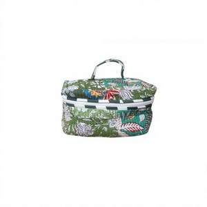 Bolsa de Maquillaje Cosmética Hecha a Mano, Ecológica, Grande, Acolchada, de Algodón Puro, con Estampado a Bloque, para Viaje, para Mujer, Venta al Por Mayor - Product Image 1
