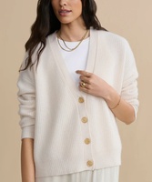70% Wolle 30% Kaschmir Rippstrick Damen-Cardigan Klassischer Damen-Pullover