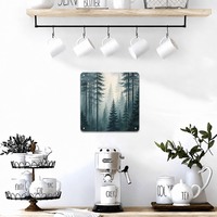 Misty Pine Ormanı Alüminyum Panel Boyama Metal Duvar Sanatı Dekor Alüminyum Sanat Baskısı Kare 20 cm