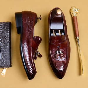 Zapatos de vestir de cuero genuino para hombre, con punta en pico, sin cordones, suela de goma antideslizante, para todas las estaciones, zapatos de boda, envío directo. - Product Image 5