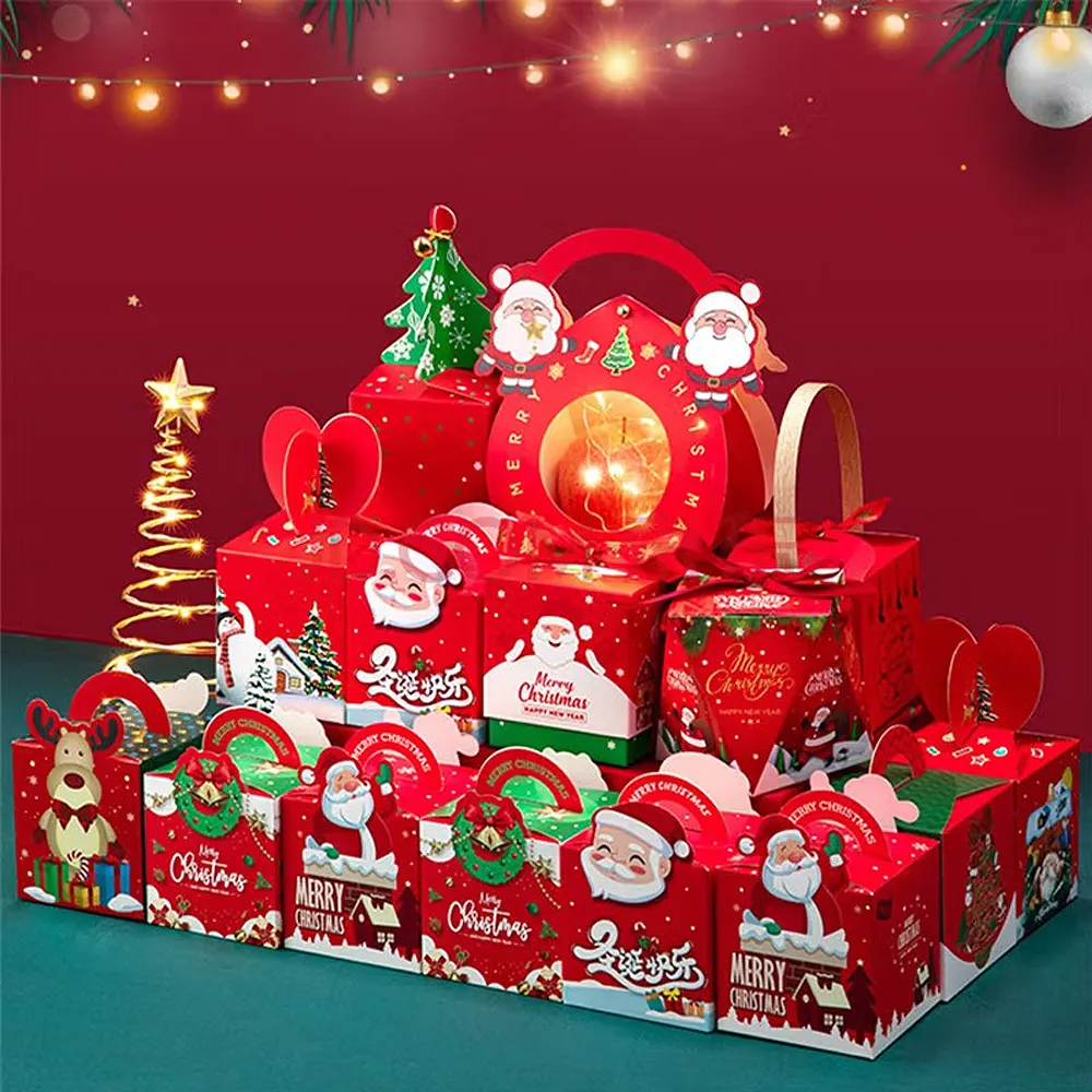 Christmas Window Apple Gift Box Transparent Bow Cover Candy Gift Box Christmas Eve Apple