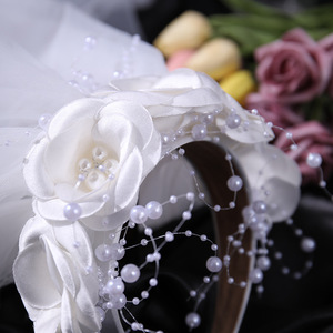Neuer Romantischer Prinzessinnen-Hochzeitsblumenkranz Stoffblumengirlanden Stirnband Hochzeitsschleier Brautkrone Kopfschmuck - Product Image 4