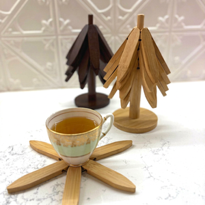 Posavasos Moderno de Madera con Forma de Flor, Soporte para Tazas de Té, Decorativo, Promocional, para Mesa - Product Image 1