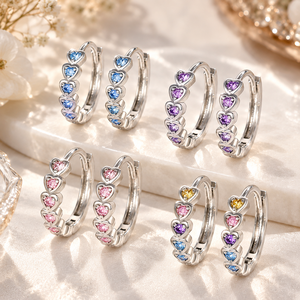 Pendientes de arcoíris con forma de corazón para mujer, aretes de uso diario con forma circular, accesorios dulces y modernos para las orejas - Product Image 1