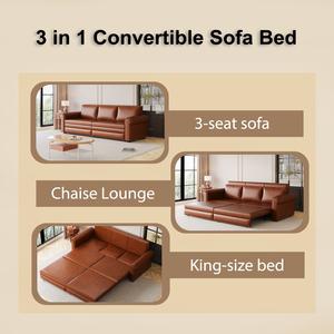 Juego de muebles de sofá, madera contrachapada de hierro rojo <span class=keywords><strong>3</strong></span> en 1, imitación de cuero, Metal y plástico, sofá convertible para dormir, sofá marrón claro para sala de estar - Product Image 6