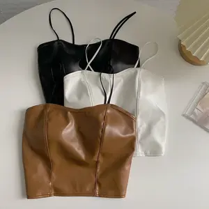 Wholesale 2023 summer strap PU leather tops for 11 years girl