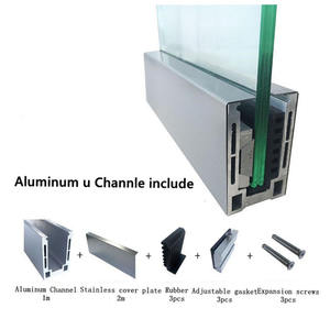 L קל להתקין שחור אלומיניום u ערוץ זכוכית מעקה מודרני זכוכית מסגרת מרפסת מעקה - Product Image 4