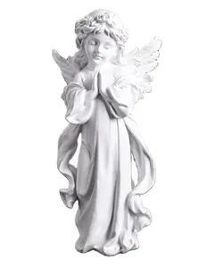 RESIN RELIGIOUS WHITE STANDING BEAUTIFUL PRAYING HUMAN ANGEL HOLIDAY GIVEAWAY GIFT HOUSE WALL DECORATIVE FIGURINE STATUE MODEL