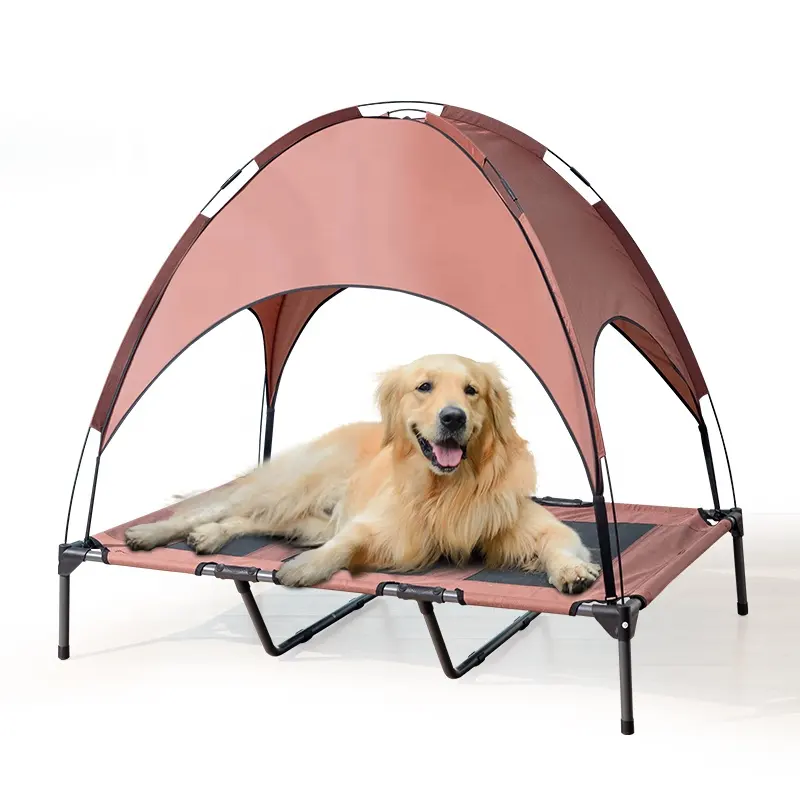 Cama de cachorro eco amigável, à prova d'água, elevado, verão, fria, lavável, calmante, com barraca