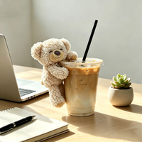 Mini ours en peluche personnalisable et mignon avec Velcro pour pailles de tasses à café et breloques de sac à dos