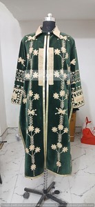 Robe élégante en velours vert à motif animalier imprimé, broderie main, manches longues, épaisse, pour femme, style pull-over, finition soignée - Product Image 6