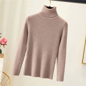 Suéter de cuello alto de punto acanalado transpirable para primavera, otoño e invierno, cálido y casual, venta al por mayor de fábrica - Product Image 2