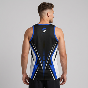 Storm Fit <b>Men's</b> Sublimation Print Tank Top Quick Dry O-Neck Sporty Workout Sleeveless <b>Vest</b> Blue Black <b>White</b> Tank Top - Product Image 2