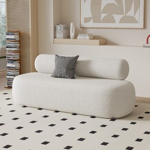 Canapé moderne incurvé trois places en flanelle, style nordique, pour salon et appartement - Product Image 1