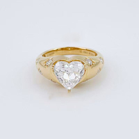 Bague de fiançailles et de mariage solitaire en or jaune 18 carats plaqué, avec diamant de laboratoire taille cœur, élégante et romantique, bijoux fins pour femmes