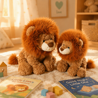 Peluche Lion Brodé en Gros, Doux et Moelleux avec Crinière, Anti-Stress, Rembourré en Coton PP, Hauteur 31cm-60cm, Unisexe, Anniversaire