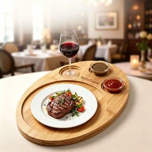 Bandeja de madera para servir con soporte para copas de vino, para restaurante, uso doméstico, bandeja multifuncional para presentación de alimentos Hs 6.06 - Product Image 1