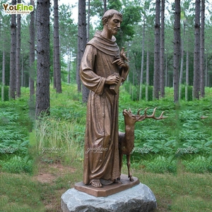 Église populaire Figure religieuse Sculpture Bronze Saint François d'Assise Statue - Product Image 3