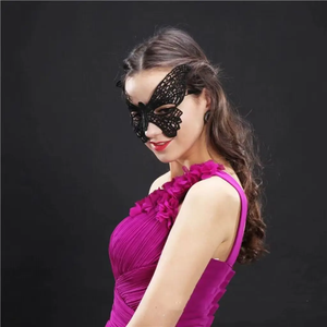 Halloween mujer media máscara negro Sexy encaje Eyemask para boda fiesta logotipo personalizado impresión en <span class=keywords><strong>tela</strong></span> maquillaje bola carnaval disfraz - Product Image 4
