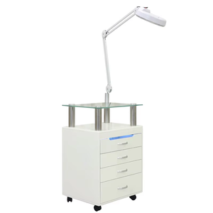 Tempered Glass Salon <b>Cart</b> with Four Drawers Beauty LED Light with Magnifying Mirror with UV Disinfection Lamp - Product Image 5