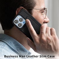 Étui de téléphone pliable en cuir magnétique TPU+PU+PC avec fente pour cartes et support pour 13/14/15/16/17 Pro/Max, logo personnalisé
