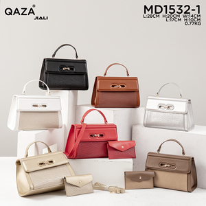 กระเป๋าถือลายลิ้นจี่สำหรับสุภาพสตรีกระเป๋าสะพายข้างกระเป๋าถือทรงสี่เหลี่ยม - Product Image 4