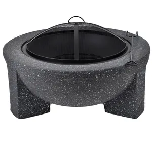SEJR Outdoor Magnesium Oxide Round Firepits MGO Garden Wood Burning Fire Pit