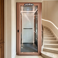 Ascenseur de villa à traction sans machine, cabine entièrement panoramique en verre trempé, porte à ouverture centrale automatique, ascenseur domestique