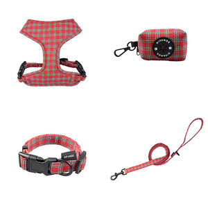 Conjunto de Arnés y Correa para Perro a Cuadros Amarillos, Ajustable, de Poliéster, Kit para Pasear Mascotas, Marca Privada - Product Image 2