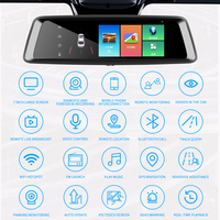 Caméra de tableau de bord cachée avec écran tactile IPS de 7 pouces, double objectif 1080P, DVR de voiture 4G avec rétroviseur et enregistreur vidéo