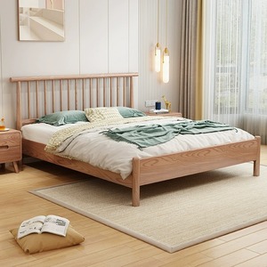 Cama de Madera Maciza de Fresno de 1.5M, Estructura de Cama con Plataforma, Estilo Nórdico Moderno y Minimalista, Muebles para Dormitorio Principal Doble - Product Image 4