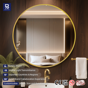 Miroir mural moderne sur mesure de grande taille 80cm 70cm 60cm 50cm de diamètre, cadre en aluminium, couleurs aluminium argenté et noir, en verre - Product Image 2