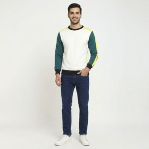 Men's Slim Fit Cotton Blended <b>Sweatshirt</b> Crew Neck Long Sleeve Basics for Autumn Custom Logo Digital Printing Options Plain Dyed - Product Image 1