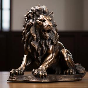 تمثال أسد برونزي حديث مخصص من النحاس الخالص لمعبد الحديقة للكنيسة لتزيين المناظر الطبيعية الخارجية - Product Image 5