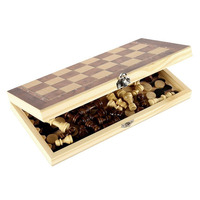 Jeu d'échecs, de dames et de backgammon 3-en-1 en bois de haute qualité, portable et pliable pour le voyage