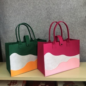 กระเป๋าผ้าสักหลาดลายหยักหลายสีแบบถือด้วยมือหลากสีความจุขนาดใหญ่พกพาได้กระเป๋าสะพายไหล่เดียว - Product Image 2