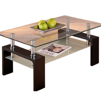 Table centrale de café et thé en verre trempé moderne avec lumière LED populaire pour le salon et la salle à manger petits meubles d'extérieur