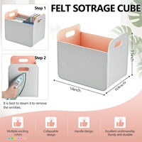 Lot de 6 paniers de rangement en tissu coloré, pliables, rectangulaires, en feutre, avec poignée, pour la maison, le dortoir, le bureau, l'armoire, l'étagère