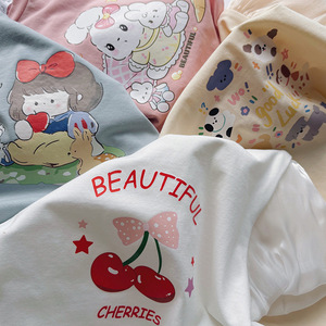 Nueva ropa de verano para niñas: <span class=keywords><strong>Camiseta</strong></span> de malla con mangas abullonadas y diseño de conejo de dibujos animados, estilo coreano para niñas pequeñas y medianas. - Product Image 4