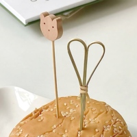 Ecolife Natuurlijke Bamboe Knoopsstokjes Biologisch afbreekbare Ecologische Plastic Vorkjes voor Fruit Cartoon Stijl Feestjes Picknicks