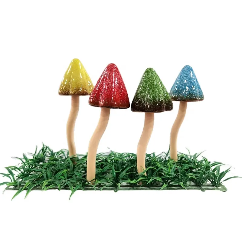 Custom Ceramic Mushrooms Garden Decoration Mini Colorful Mushroom Yard Art Mushroom Ornaments tool Fairy Garden Decor