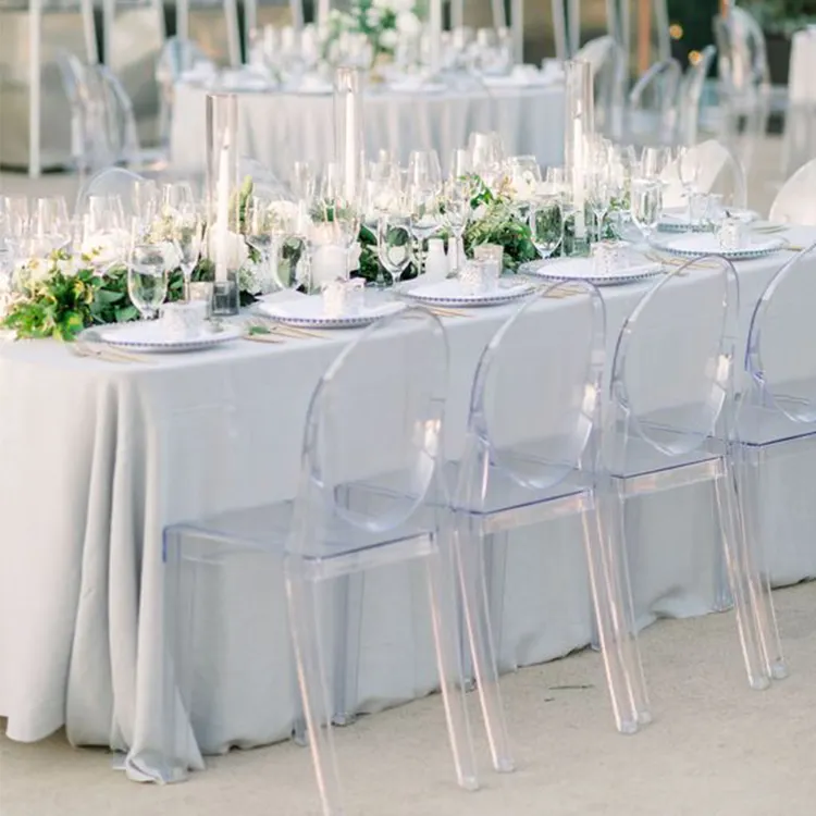 Grosir pesta pernikahan murah susun transparan plastik akrilik bening hantu kursi makan