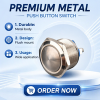 Sakelar Tombol Tekan Kustom 19mm High Actuator Stainless Steel IP65 Momentary 1NO On/Off 2 Pin Terminal untuk Peralatan Rumah Tangga Bersertifikasi CCC