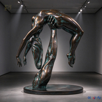 Sculpture abstraite contemporaine en laiton, statue d'art en métal moulé à la main, collection d'art, décoration de bureau à domicile, figurine