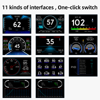 P21 OBD2 + GPS Affichage tête haute Compteur de vitesse numérique 12 langues Jauge intelligente avec inclinomètre Système d'alarme de voiture HUD
